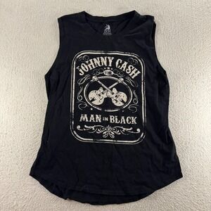 Zion Rootswear Tank Top Womens Large Johnny Cash Man in Black Graphic Cotton
